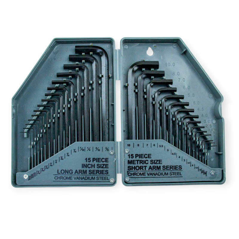 Набір ключів шестигранних середніх HEX 0,7-10 мм, довгі дюймові 0,028"-3/8" 30 шт. Мукачево - фото 1