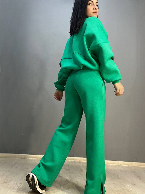 Костюм женский Quzen 472-472 пилот молния брюки палаццо широкие флис зеленый, зеленый, M Киев - изображение 7