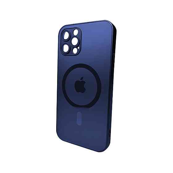 Чохол для смартфона AG Glass Matt Frame Color MagSafe Logo for Apple iPhone 12 Pro Max Navy Blue Киев