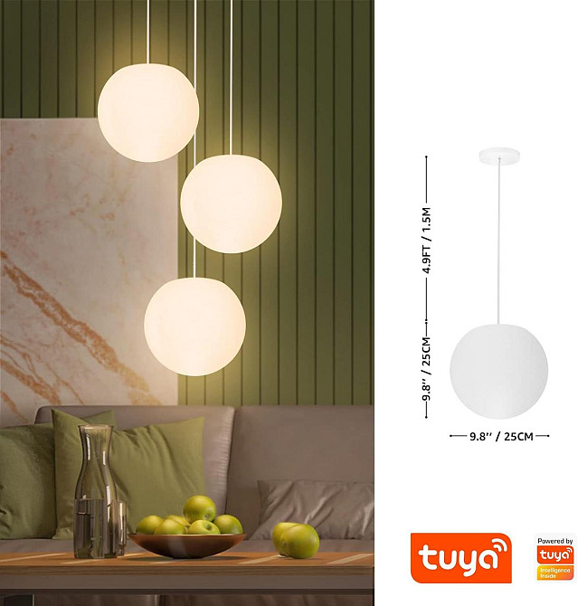 LED Светодиодная Люстра подвесной светильник FUYO регулируемая яркост RGB смена цветов управление пультом WiFi Киев - изображение 3