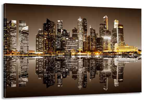 Картина холст в гостиную / спальню   Місто в ночі   MLP_225 40x80 см Киев