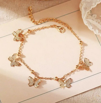 Браслет на ногу золотистий Метелики Київ - фото 2