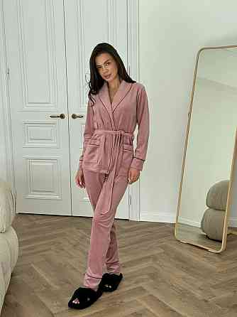 Домашний костюм на запах с поясом Пудра XL Харьков