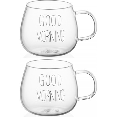 Набір чашок Ardesto Good Morning BMR 430 мл 2 шт прозорий (AR2643BMR) Вінниця - фото 1