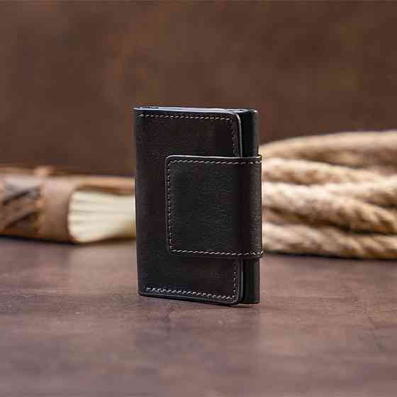 Візитниця для карток глянцева з натуральної шкіри GRANDE PELLE 11293 Чорна Київ