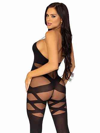Бодістокінг Leg Avenue Illusion halter bodystocking One size Black, доступ Sex Aura Київ