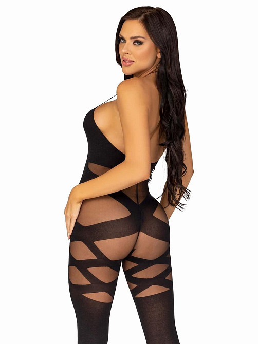 Бодістокінг Leg Avenue Illusion halter bodystocking One size Black, доступ Sex Aura Київ - фото 2