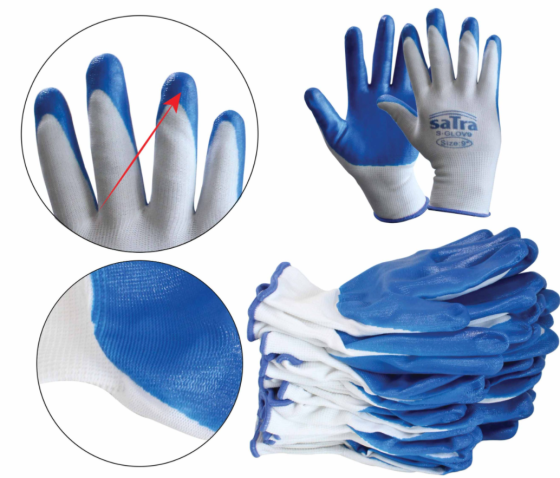 Рукавички мастило-бензостійке нітрилове покриття 9" L (12пар) SATRA S-GLOV9 Чернігів