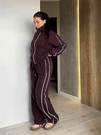 Женский стильный повседневный костюм двойка двунить Шоколад, 42/44 Одесса