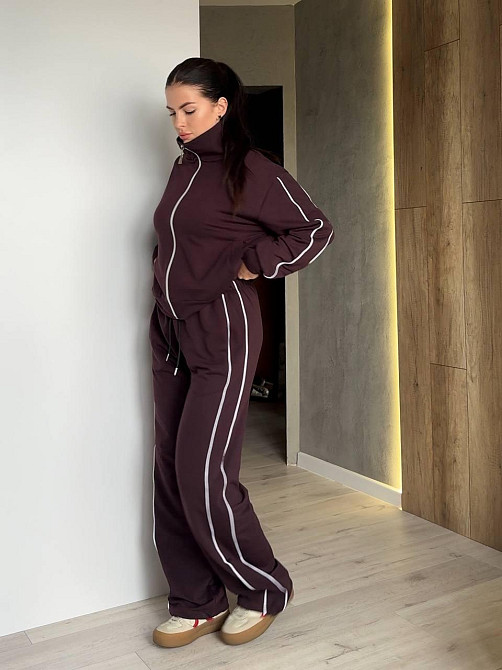 Жіночий стильний повсякденний костюм двойка двонитка Шоколад, 42/44 Одеса - фото 1