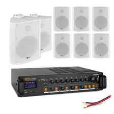 Колонка  Zestaw białych głośników naściennych 8 x 6.5" BC65V z wzmacniaczem 4 strefowym Київ