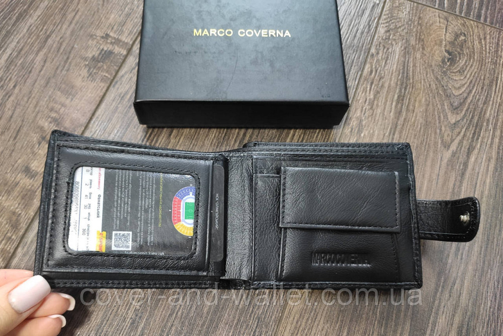 Малый мужской кожаный кошелёк из натуральной кожи  Marco Coverna M14 Киев - изображение 3