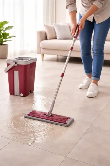 Швабра с ведром 11л с автоматическим отжимом + 2 насадки / Комплект для уборки швабра лентяйка и ведро Бордо Коломыя - изображение 1
