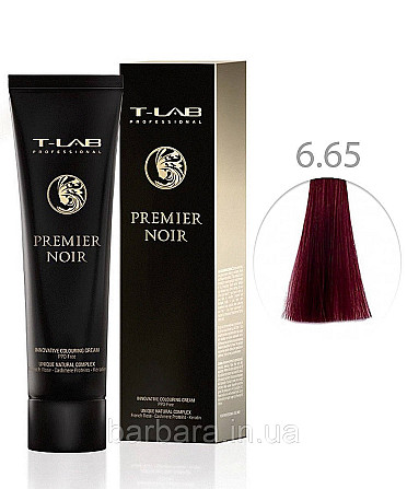 Крем-краска для волос T-LAB Professional Premier Noir Colouring Cream 6.65 темный блондин экстракрасный махагон Киев - изображение 1
