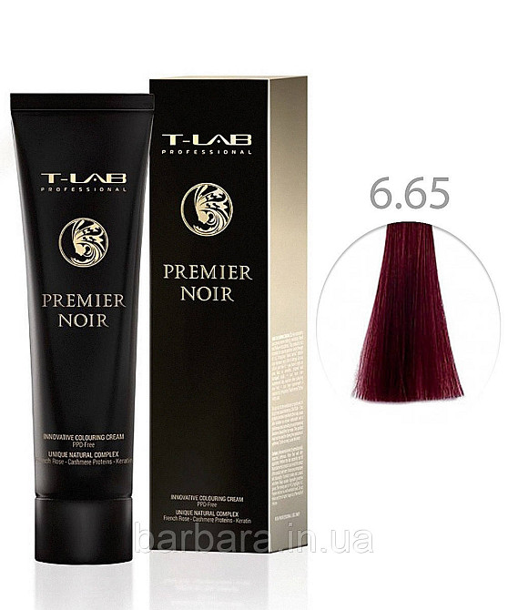 Крем-фарба для волосся T-LAB Professional Premier Noir Colouring Cream 6.65 темний блондин экстракрасный махагон Київ - фото 1