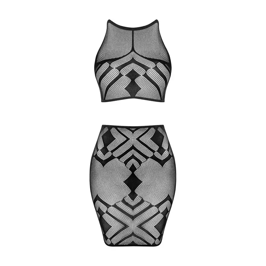 Еротичний напівпрозорий комплект Obsessive K101 top & skirt S/M/L, топ, спідниця Львів - фото 3
