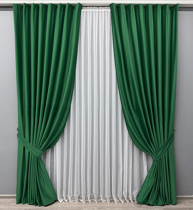 Шторная ткань бархат высота 3м цвет зеленый 1663ш Киев - изображение 8