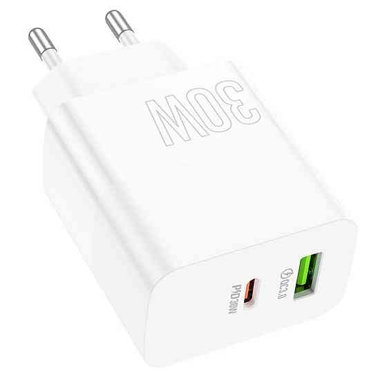 Мережевий зарядний пристрій BOROFONE BA75A Powerful dual port PD30W+QC3.0 charger White Киев