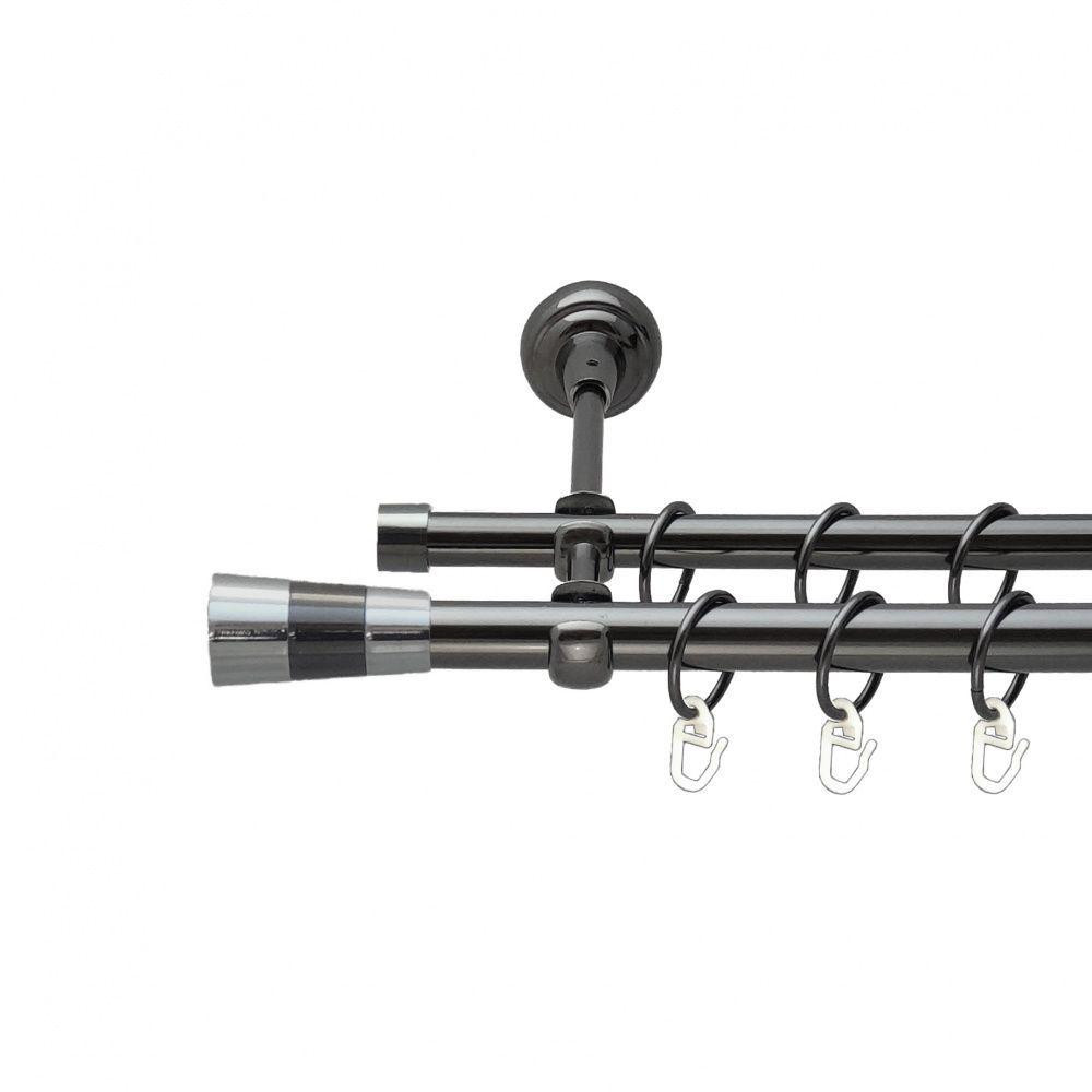 Карниз Orvit Валео V2 металевий дворядний відкритий гладка труба кільце металеве Онікс 19\16 мм 300 см Львов - изображение 1