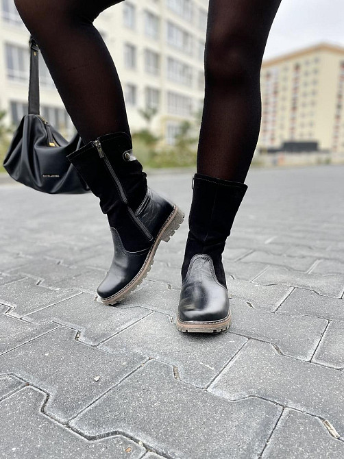 Vesna Напівчоботи жіночі VESNA чорні шкіра+замша натуральна зима 38р.39р.40р. (1258) Коломыя - изображение 7