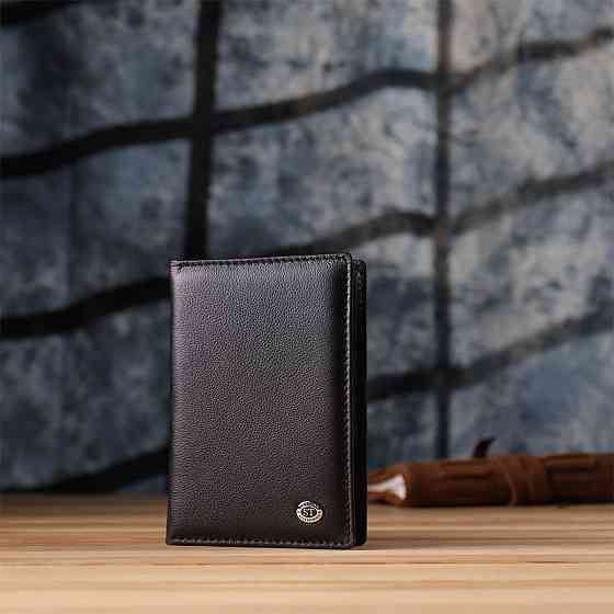 Стильная обложка на паспорт универсального формата из натуральной кожи ST Leather 23078 Черный Киев