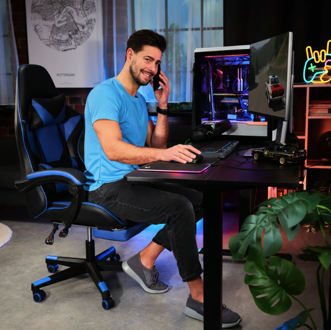 Кресло геймерское профессиональное Ragazo синее компьютерное игровое офисное Лучшее компьютерное кресло Киев - изображение 3