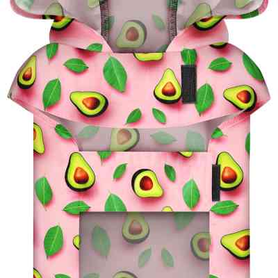 Дощовик для тварин WAUDOG Clothes Накидка з капюшоном Авокадо на рожевому M (357-4051) Вінниця