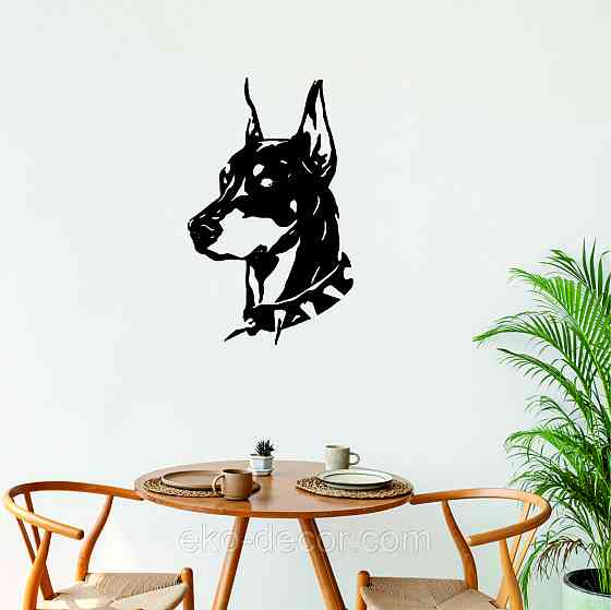 Декоративное настенное Панно «Доберман», Декор на стену 110*67 см, Черный Киев