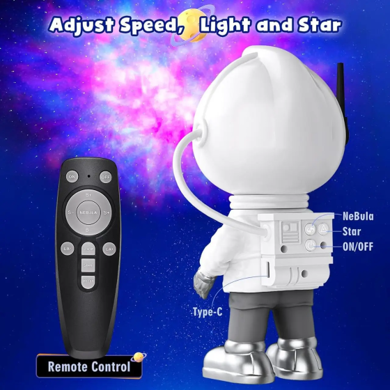 Вітринний зразок Проєктор галактики Space Buddy Astronaut, зоряне небо, LED нічник, проєкція 360°, пульт ДК Київ