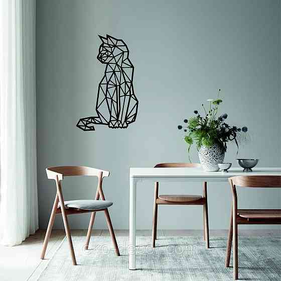 Декоративное настенное Панно «Кот» Декор на стену 110*70 см, Черный Киев