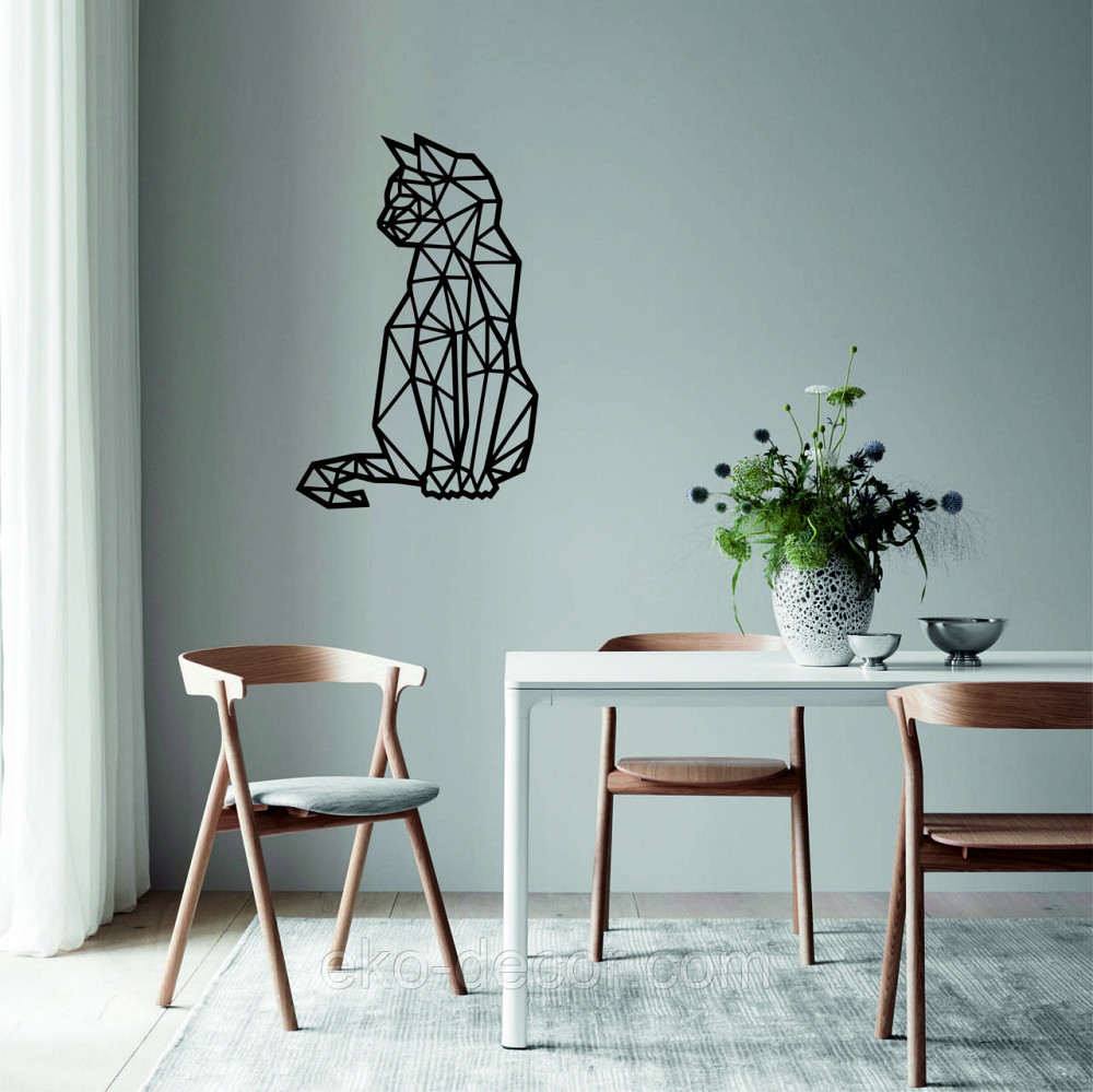 Декоративне настінне Панно «Кіт» Декор на стіну 110*70 см, Чорний Київ - фото 2