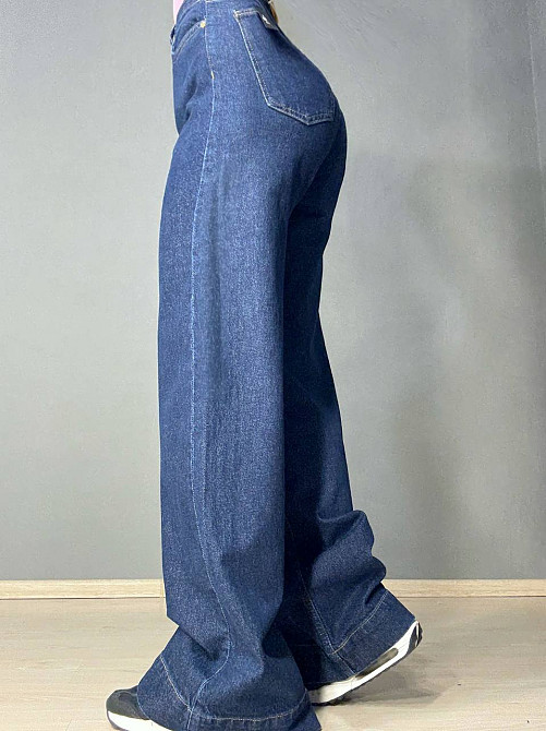 Джинси жіночі Mikaletta G-10 wide leg палаццо кльош з манжетом темно-сині, темно-синій, 30, 30, 83 см, 115 см Київ - фото 9