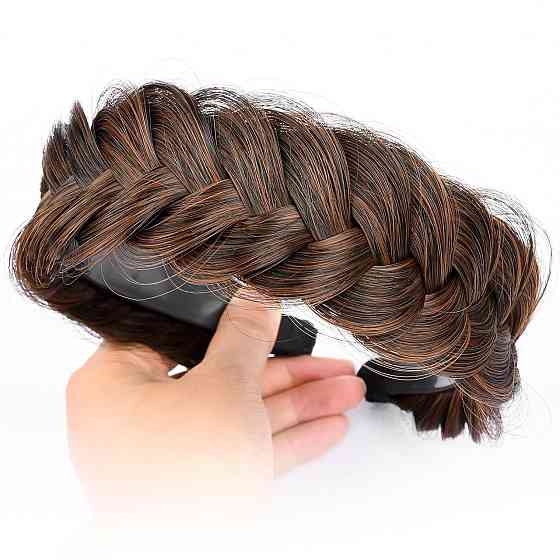 Плетена пов'язка Gledola Wide Messy Braided Headband Auburn синтетична руде волосся еластична з зубцями коса для жінок і дівчат Київ