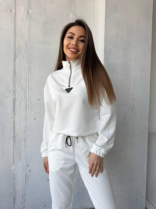 Жіночий повсякденний костюм-двійка: кофта та штани двохнитка-петля Молочний, 50/52 Одеса - фото 7