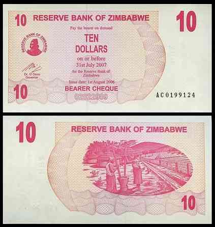 Зимбабве/Zimbabwe 10 Dollars 2006 Pick 39 UNC Полтава