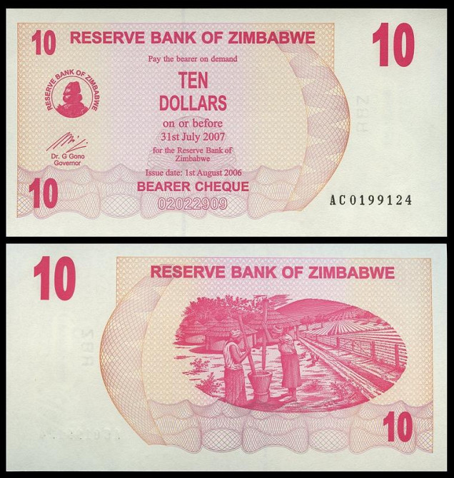 Зимбабве/Zimbabwe 10 Dollars 2006 Pick 39 UNC Полтава - изображение 1