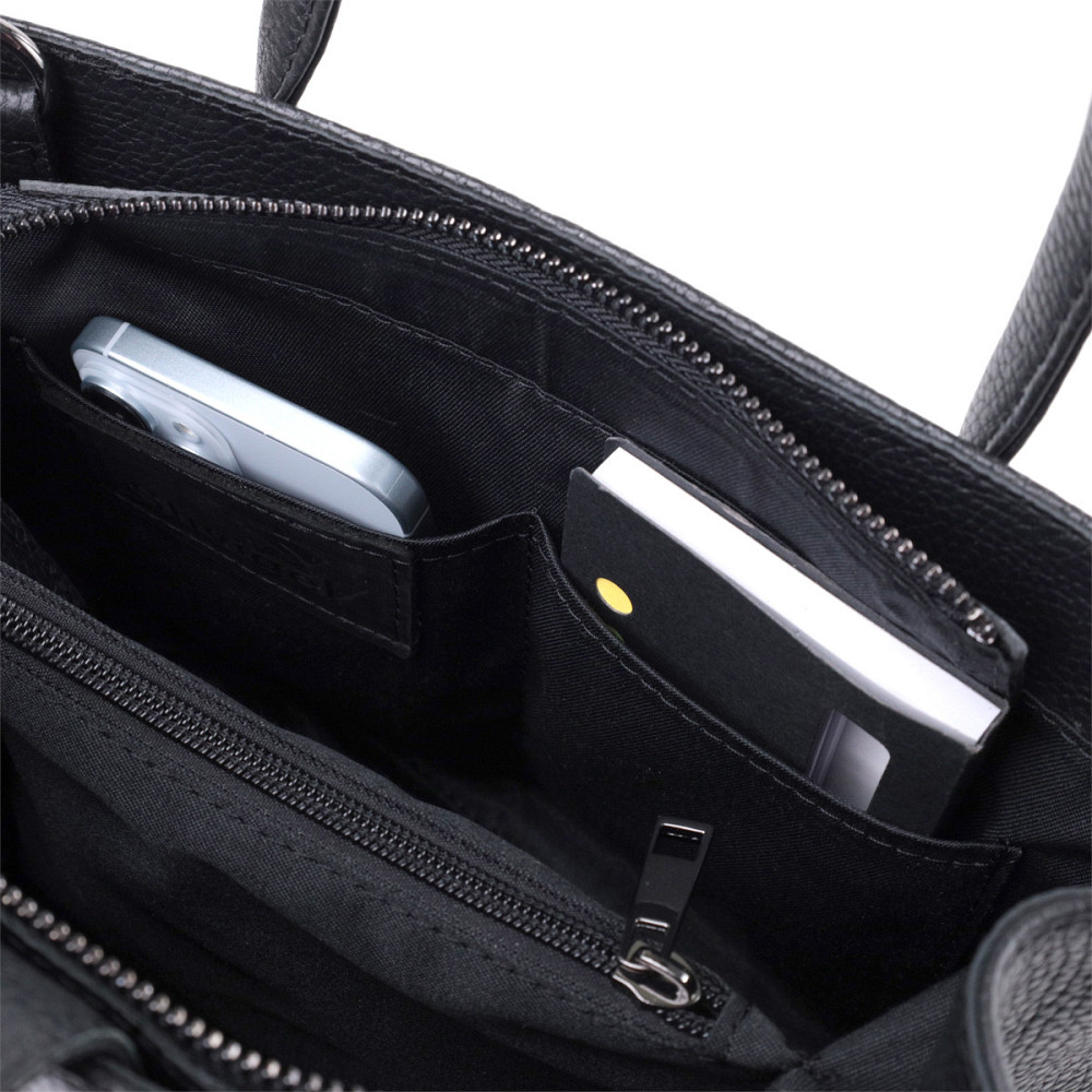 Чудова сумка жіноча з двома ручками з натуральної шкіри Чорна (SHVIGEL) Київ - фото 1