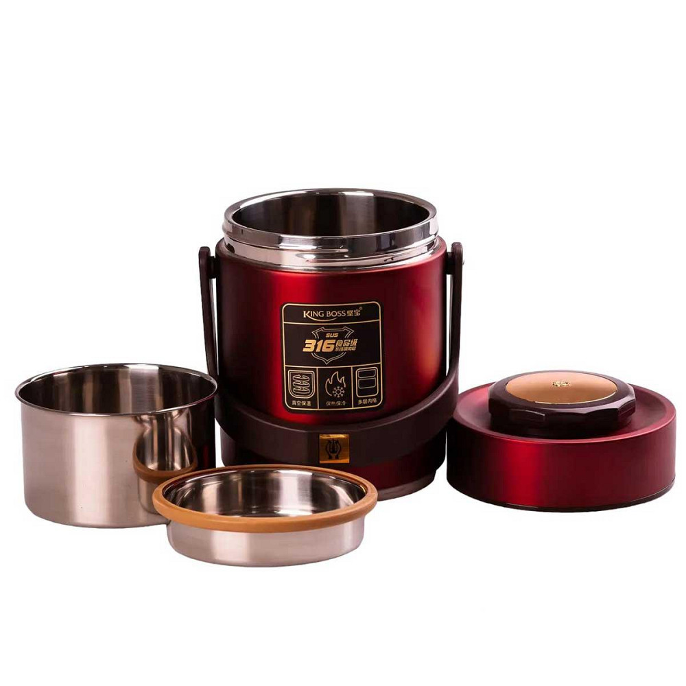 Yiwu Термос для їжі з 2 контейнерами з нержавіючої сталі на 1.5 літра червоний HP156R Київ - фото 3