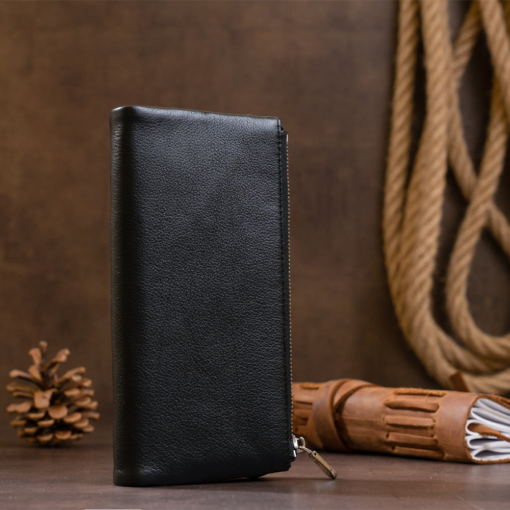 Вертикальный кошелек на кнопке женский ST Leather 19200 Черный Киев - изображение 9