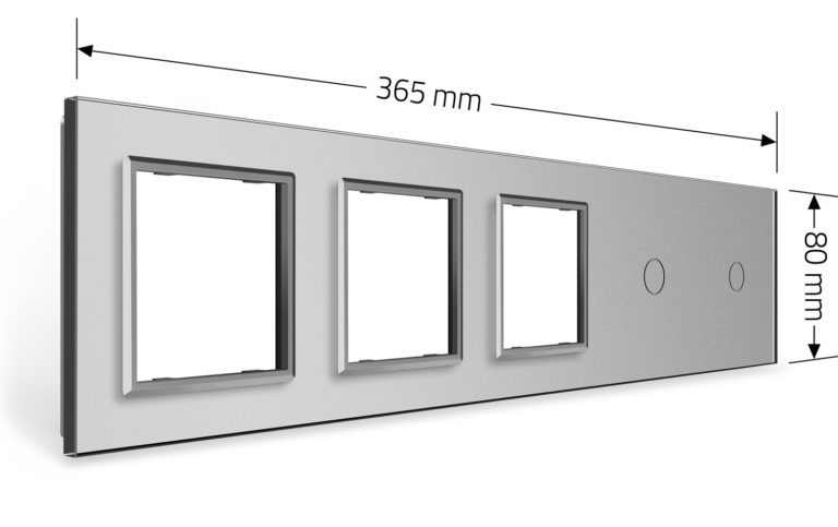 Рамка 5-постова для двох 1-сенсорних вимикачів і трьох розеток (1-1-0-0-0) LIVOLO, загартоване скло, сіра, 365×80 мм (VL-P701/01/E/E/E-10I) Коломыя - изображение 2