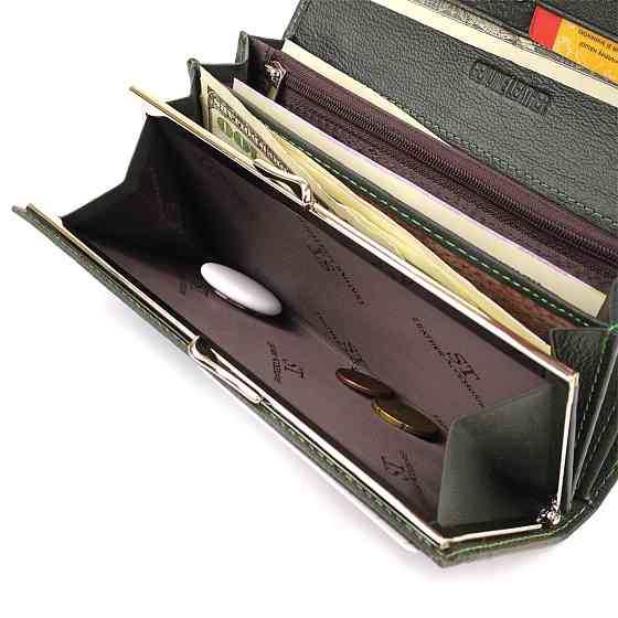 Классический кошелек для женщин на магните Зеленый (ST Leather) Киев