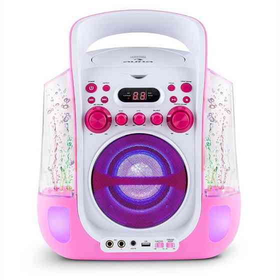 Караоке-система Kara Liquida CD USB MP3 струмінь води LED 2 мікрофони мобільний Рожевий (Німеччина, читати Рівне
