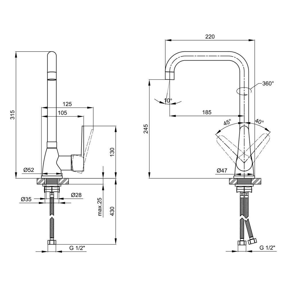 Змішувач для кухні Lidz Nicole 014F1 (k35) LDNIC014F1CRM22010 Chrome Київ - фото 2
