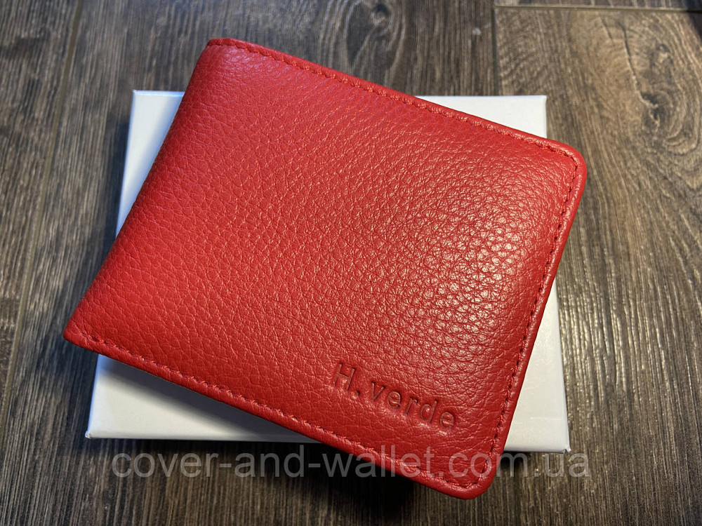 Тонкий жіночий гаманець червоного кольору на магнітах маленького розміру Helen Verde Київ - фото 1