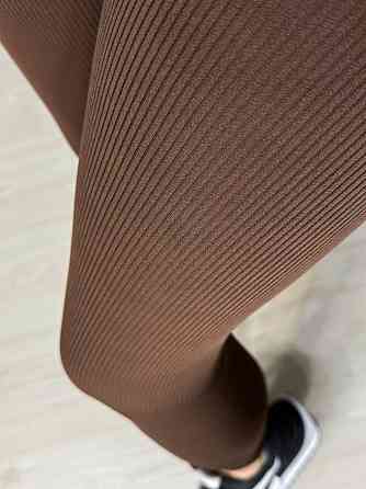 Лосины женские Cosmos 826 утепленые в рубчик на флисе с широким поясом коричневые, коричневый, 6XL Киев