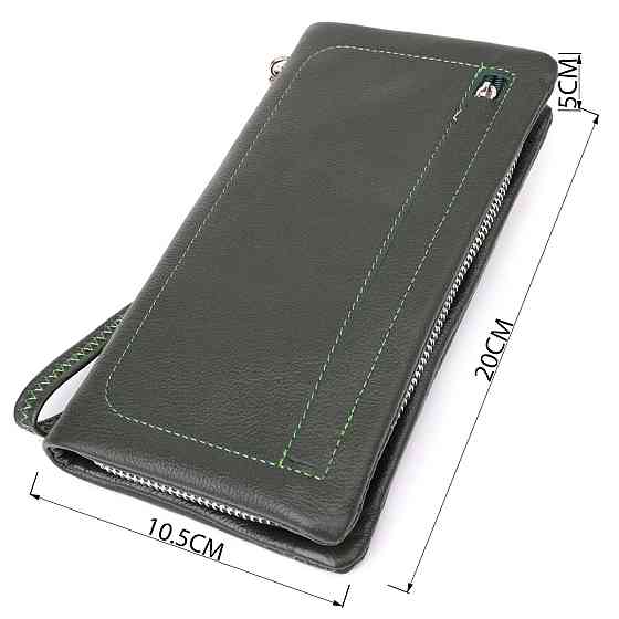 Стильный кошелек-клатч для женщин с отделением под телефон ST Leather 23103 Зеленый Киев