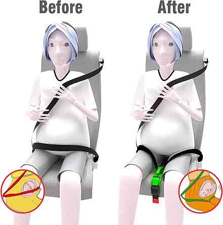 Ремінь безпеки для вагітних регулятор положення ременя авто комфортний адаптер захист животика зелений Київ