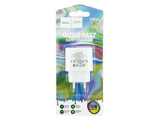 Мережевий зарядний пристрій USB C109A 3A/1USB/18W/QC3.0 білий ТМ HOCO Київ