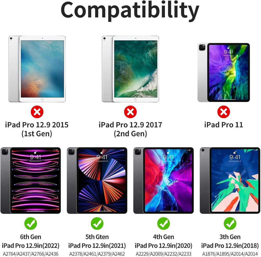 Чехол защитный Bukoor для iPad Pro 12.9 iPad Pro 6/5/4/3 поколения 2022 2021 2020 и 2018 годов Днепр - изображение 4