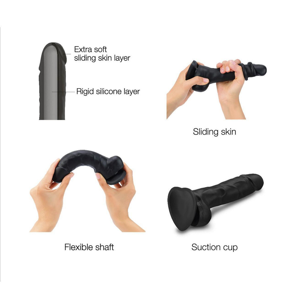 Реалістичний фалоімітатор Strap-On-Me Sliding Skin Realistic Dildo Black S, ефект рухливої шкіри Sex Aura Київ - фото 4
